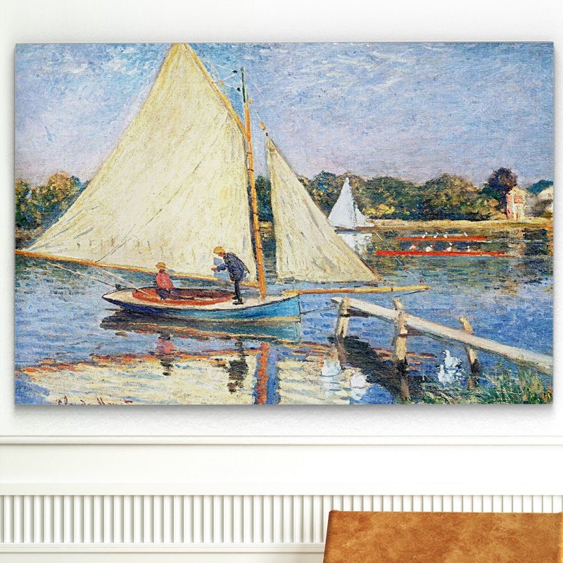 «Boaters at Argenteuil», reproduction de peinture à l'huile, H 18 po x l 27 po x P 1,5 po, Toile tendue