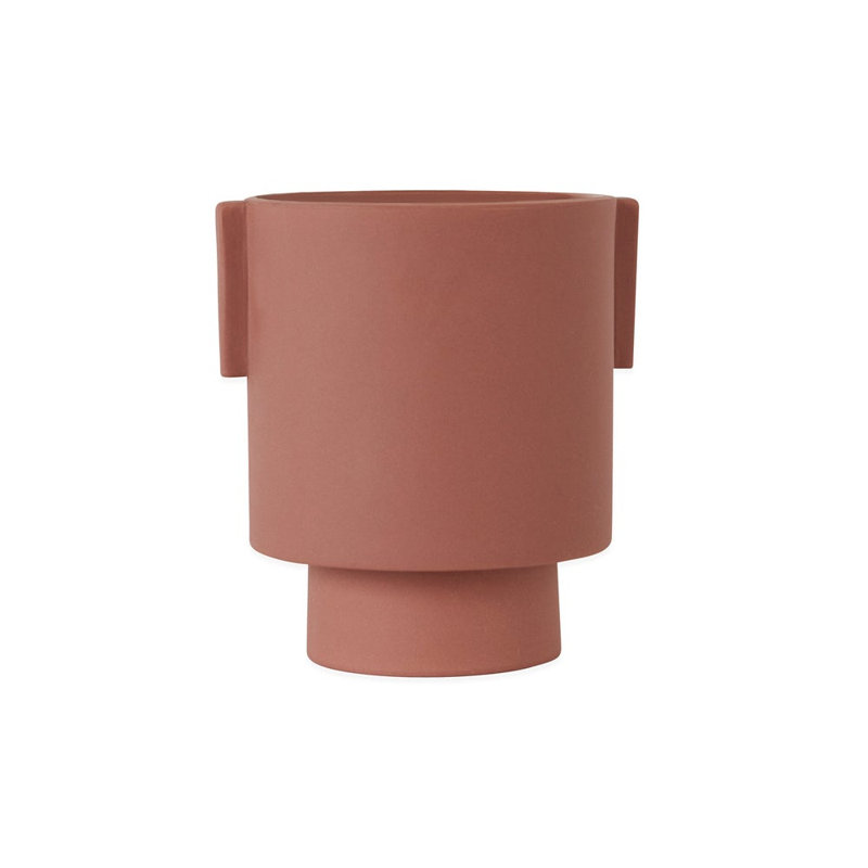 Inka Round Stone Planter, 6.3" H x 5.91" W x 5.91" D, Red