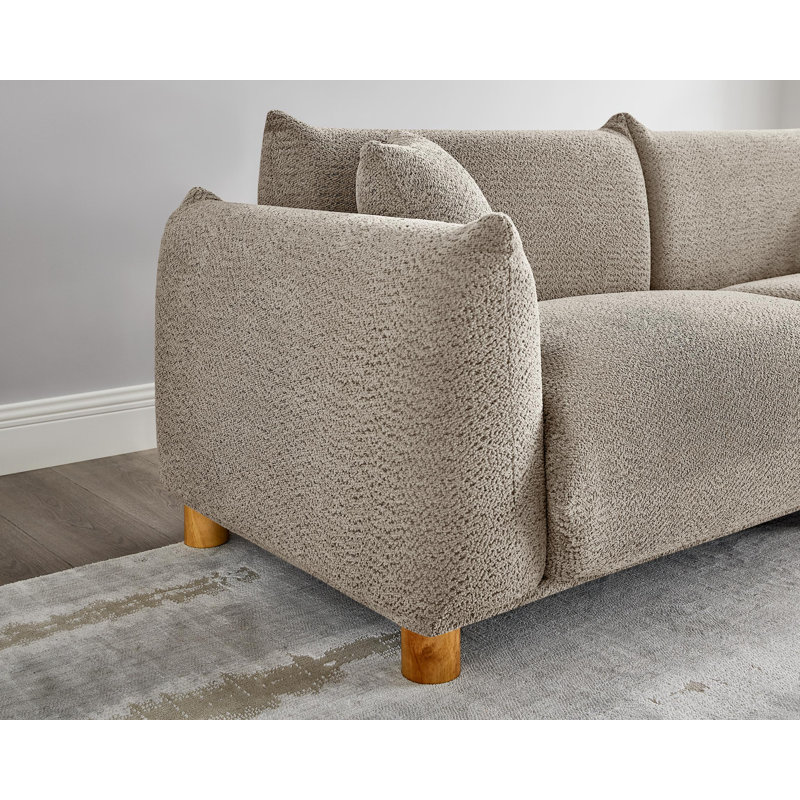 88.9" 2-Seater Loveseat Sofa with Decor Pillows, Space Saving Couch for Studio Apartment, Camel Boucle