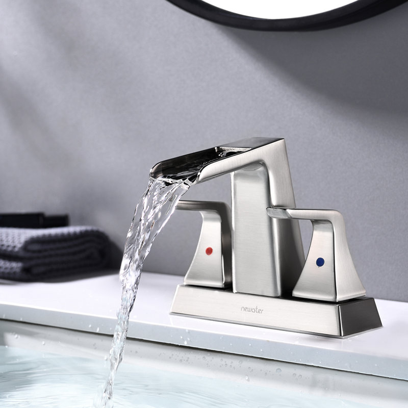 Centerset Bathroom Faucet with Drain Assembly, Brushed Nickel