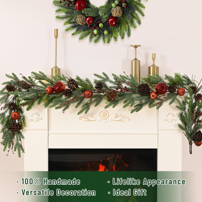Guirlande de Noël - Paquet de 2 - Guirlande de Noël 5,9 pi pour manteau de cheminée Norfolk