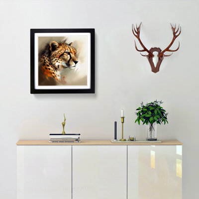 Cheetah Gestural Art No.2 - Single Picture Frame Print on Wood