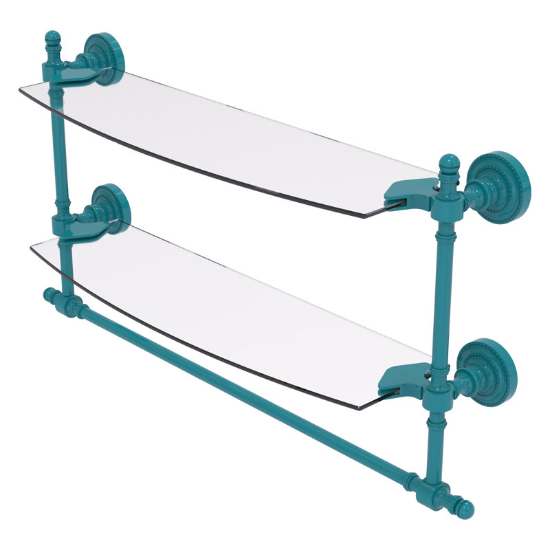 Tablette flottante avec porte-serviettes 2 pièces Retro Dot, H 15 po x l 18 po x P 5 po, Vert écume de mer