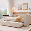 Lit de jour double rembourré avec accoudoirs de rangement, couchette et dernier système audio Bluetooth intégré, molleton Teddy, beige-507085090-507085095
