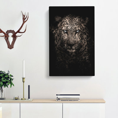 Leopard In The Dark - Wrapped Canvas
