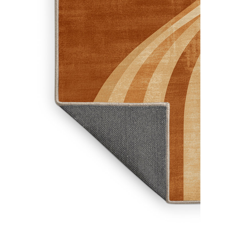Soft Plush Burnham Cape Town Table Mountain Art Deco Arc Area Rug in Brown – Beige Binding, 4x6