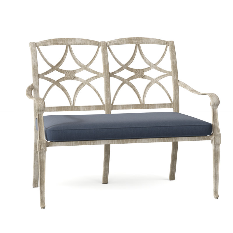 Wiltshire Outdoor Bench, Weathered White, Canvas Spa Sunbrella® Canvas