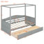 Lit de jour simple à baldaquin en bois avec 2 tiroirs de rangement-129588653