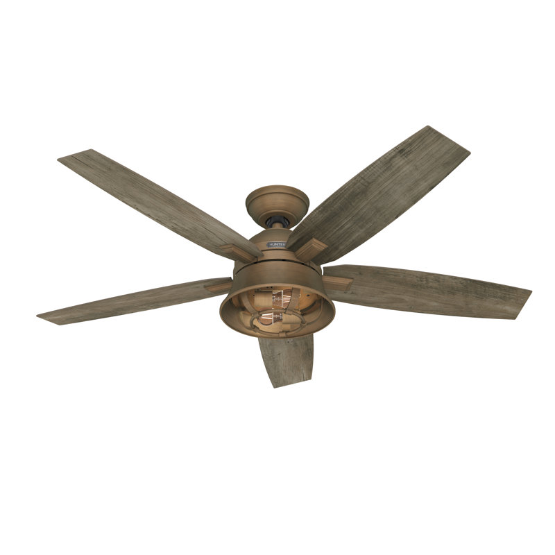 52" Hampshire 5 - Blade Ceiling Fan With LED Light Kit And Handheld Remote, Weathered Copper