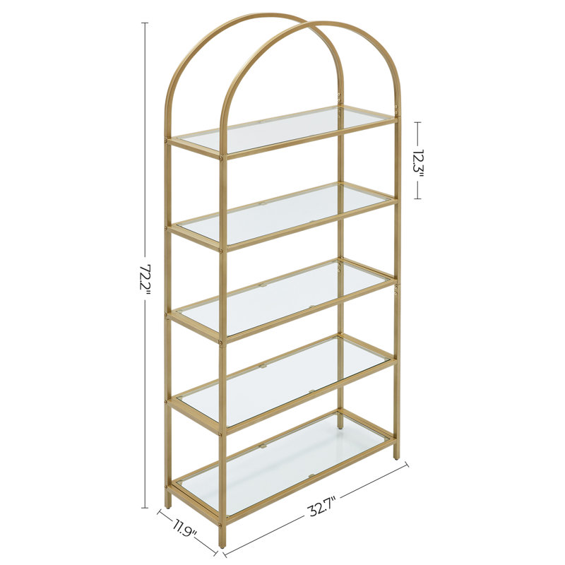 Adrianne 72.2'' H x 32.7'' W Etagere Bookcase, Gold