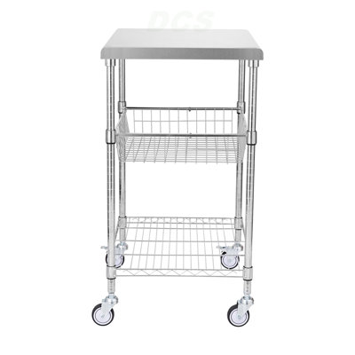 3-Tier Utility Cart Rolling Cart On Wheels 24"X20"X36.6" 470 LBS 6 Hooks