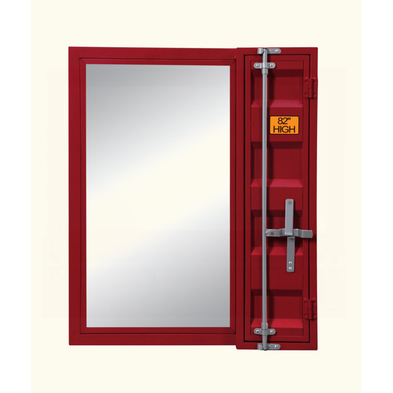 Miroir mural avec rangement Rashad, Rouge