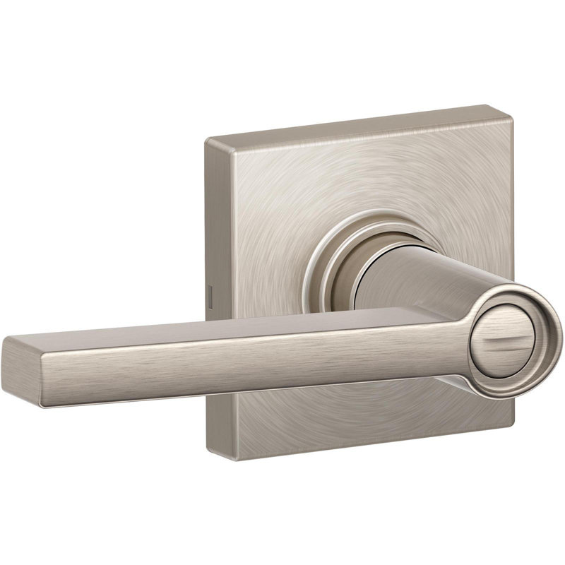 J Series Solstice Lever Bed and Bath Lock with Collins Trim, Satin Nickel