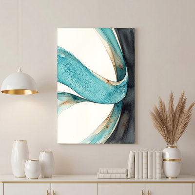 Teal Rust And Charcoal Abstract Fluid Art Canvas Wall Art