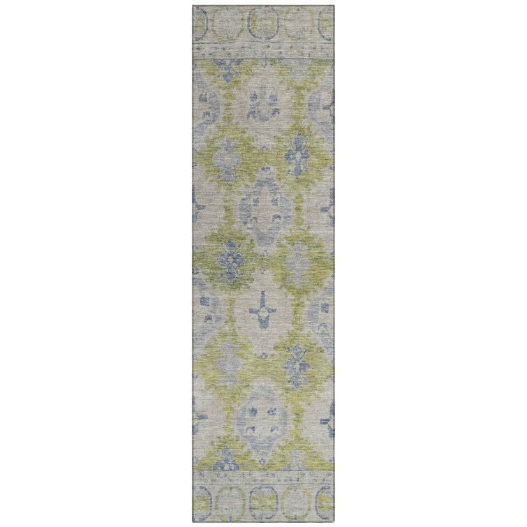 Machine Washable Indoor/Outdoor Xhevrie Aloe Rug