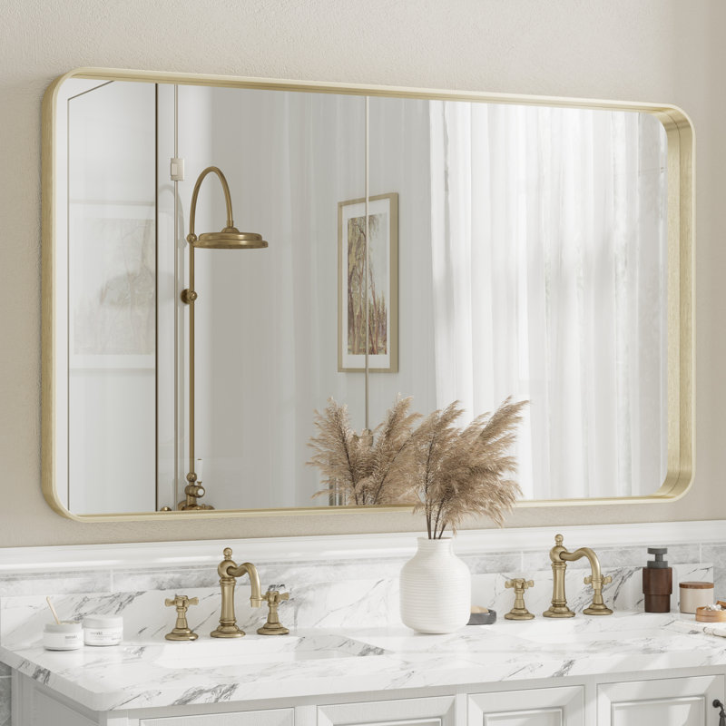 Miroir mural Aevar, 60 po x 36 po, Or brossé