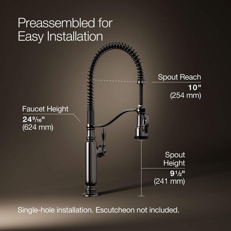 Tournant Single Handle Pull Down Kitchen Faucet, Vibrant Titanium