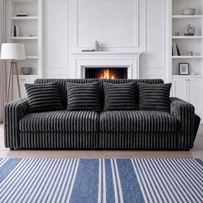 108" Corduroy Sofa Slide with Power Recliner Glider, Convertible Sectional Couches with USB Charging Ports and 2 Side Storage, Deep Seat Sleeper Sofa with 6 Cushions for Living Room