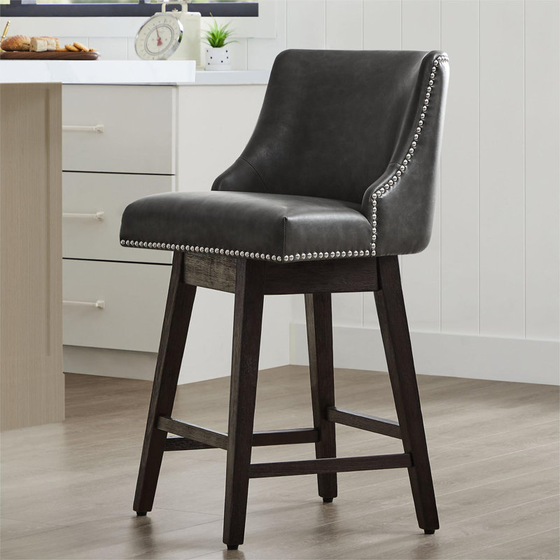 Tabouret de comptoir pivotant 26 po Shurma, Gris rétro, H 36 po x l 19,7 po x P 22 po