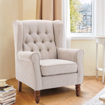 HOMCOM Button-Tufted Accent Chair with High Wing Back, Rounded