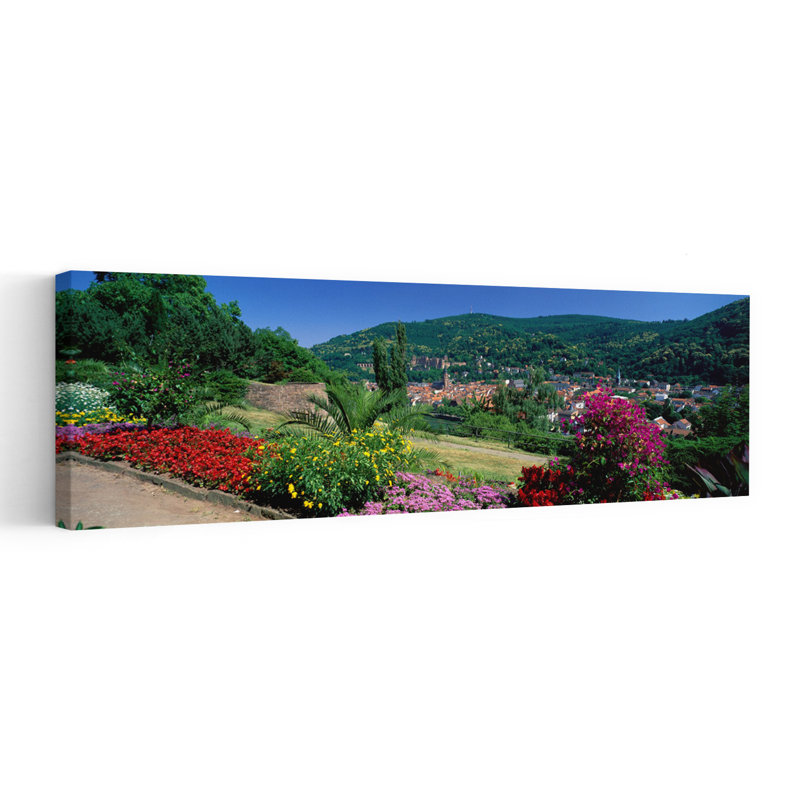 Heidelberg, Allemagne, ville abstraite, montagne, art mural, H 60 po x l 20 po