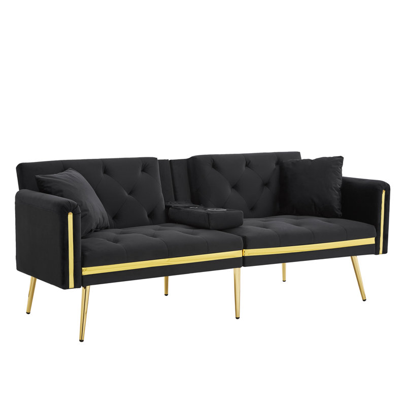 2 Seater Velvet Loveseat, Black