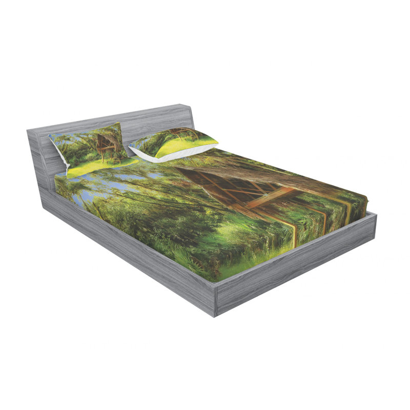 Ensemble de draps Tiki Hut in Dreamy, Ensemble de drap pour grand lit avec drap-housse