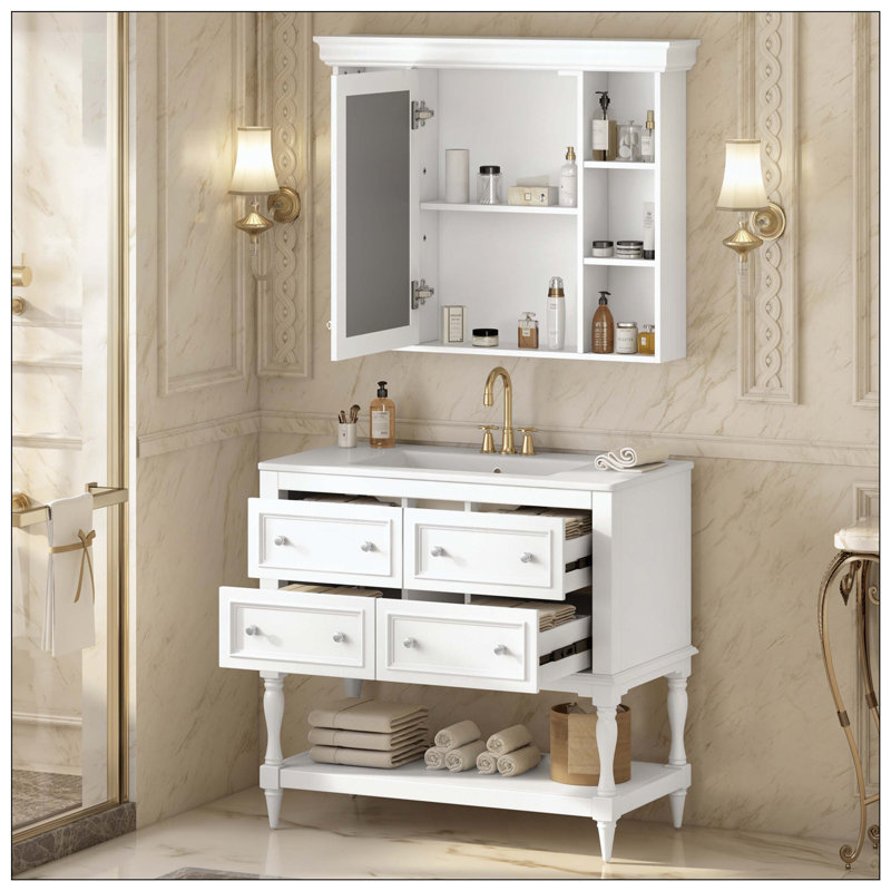 Armoire à pharmacie 4 tiroirs Modern, White