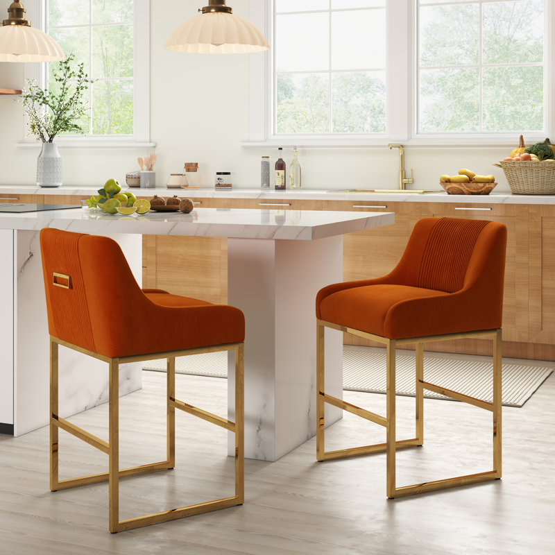 Tabouret de comptoir 26 po Zanthia, Orange, 2