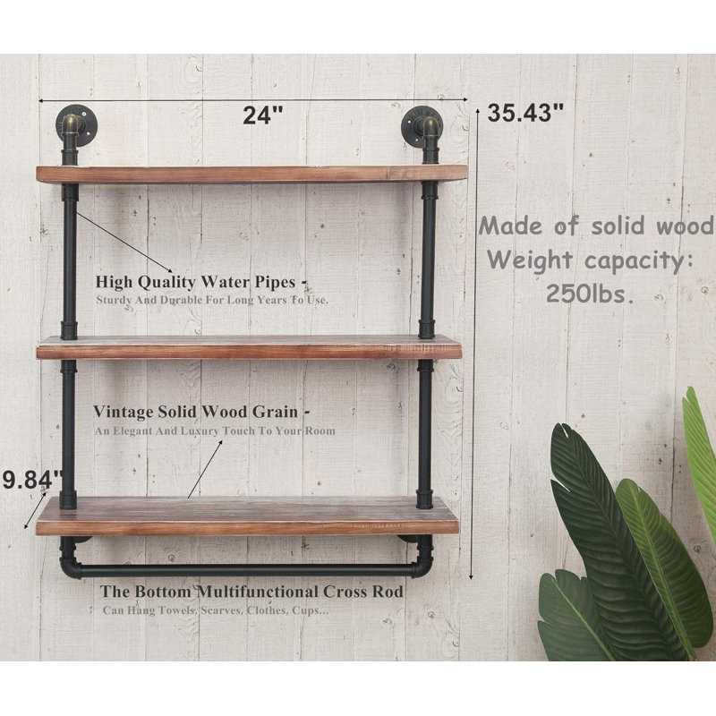 Jeilene 3 Piece Square Tiered Shelf with Towel Bar