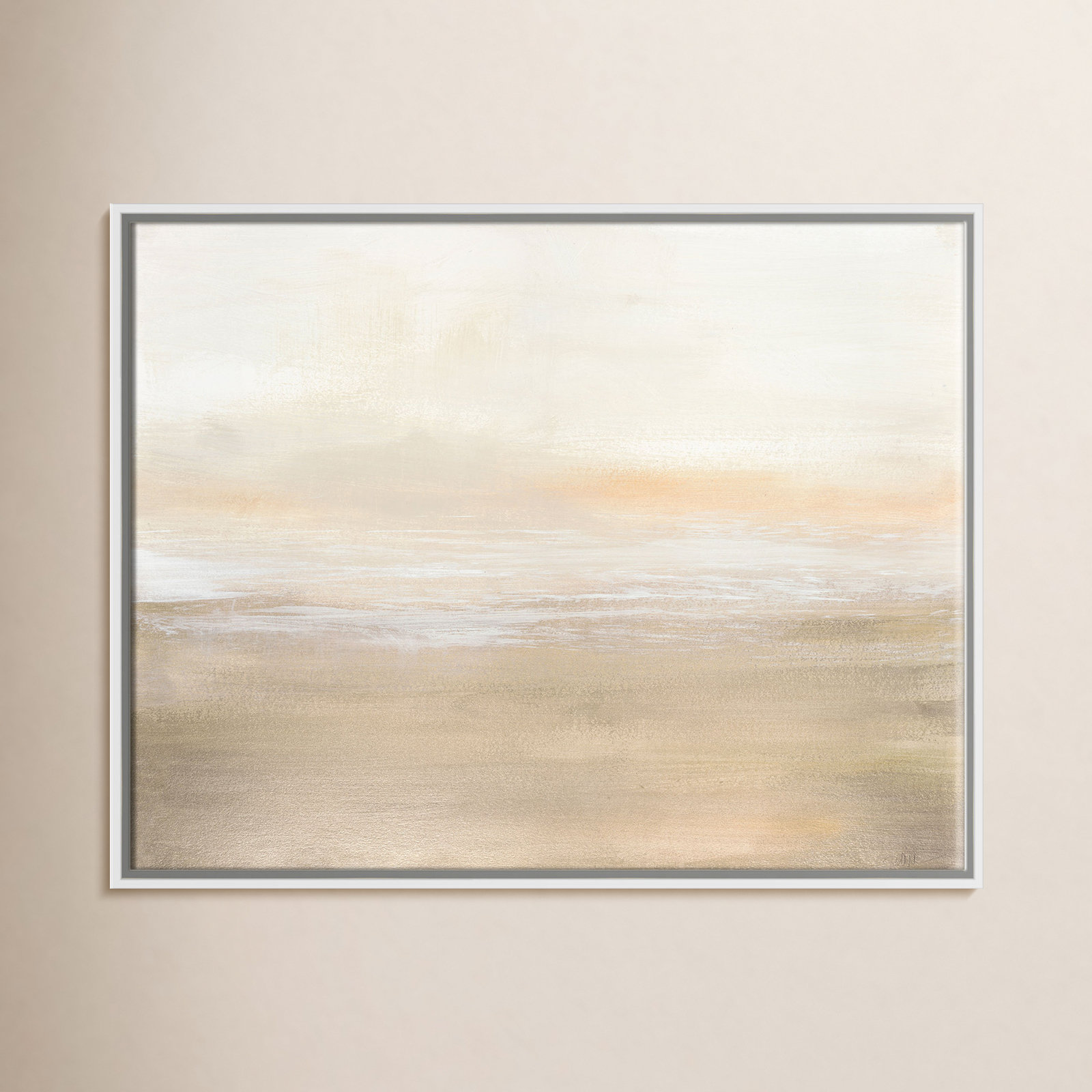 Willadeene "Morning Calm" Painting, 22" H x 28" W x 2" D, White Framed