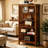Antique Oak Finish Solid Wood Media Shelf, 5-Tier Open Storage Bookshelf