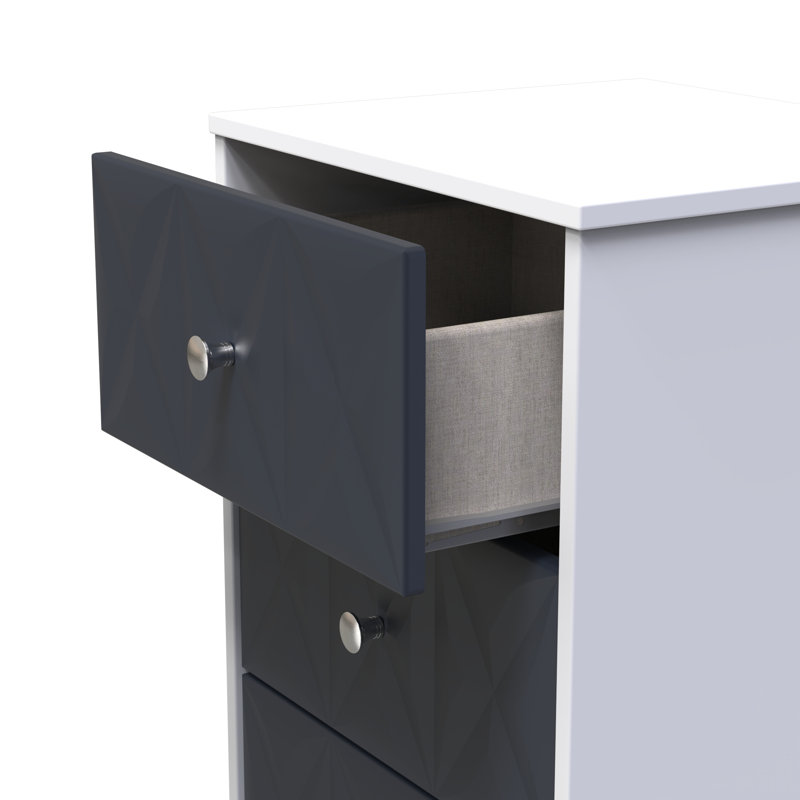 San Jose Bedside Table, Indigo Matt/White Matt
