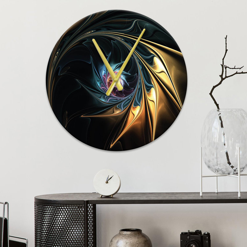 Horloge murale 15,75 po Treyson, Noir / Jaune