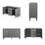Buffet gris avec rangement, armoire de cuisine en bois 47,2 po à 3 tiroirs et 2 portes, armoire à café
