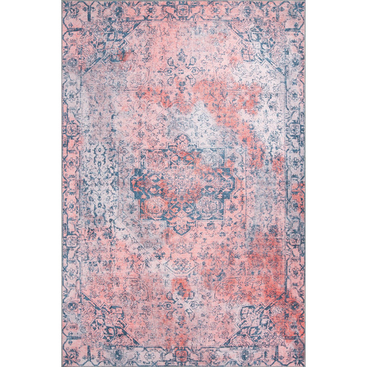 Latitude Vive Beqal Oriental Machine Woven Pink Indoor / Outdoor Area ...