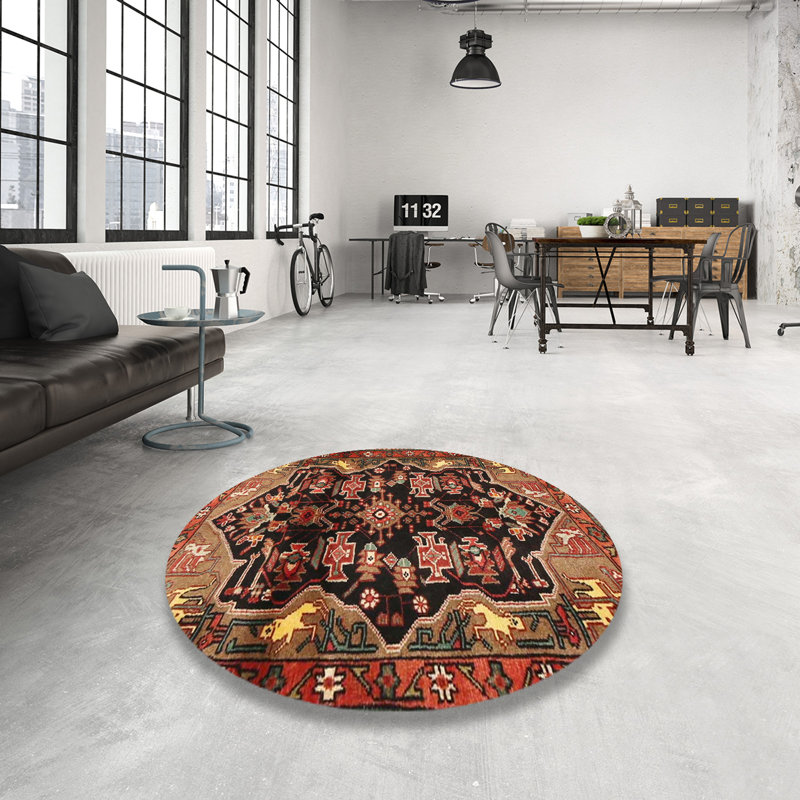 Tapis noir Southwestern, Rond 8 pi