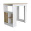 Îlot de cuisine H 36 po, trois tablettes de rangement latérales ouvertes et une armoire à pousser, blanc / macadamia