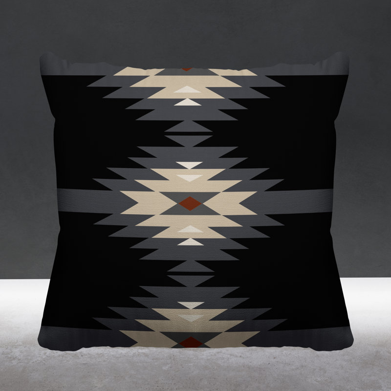 Coussin décoratif intérieur / extérieur Onida Southwestern, Noir, L 17 po x H 17 po