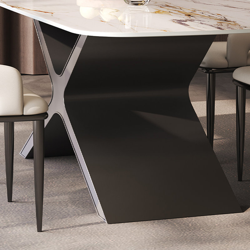 Ilektra Metal Base Dining Table, 29.52"H x 31.49"W x 63"L