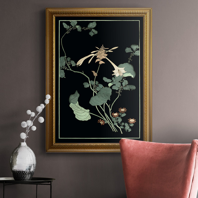 Midnight Floral I, toile encadrée de qualité supérieure - prête à être accrochée, L 24 po x H 36 po