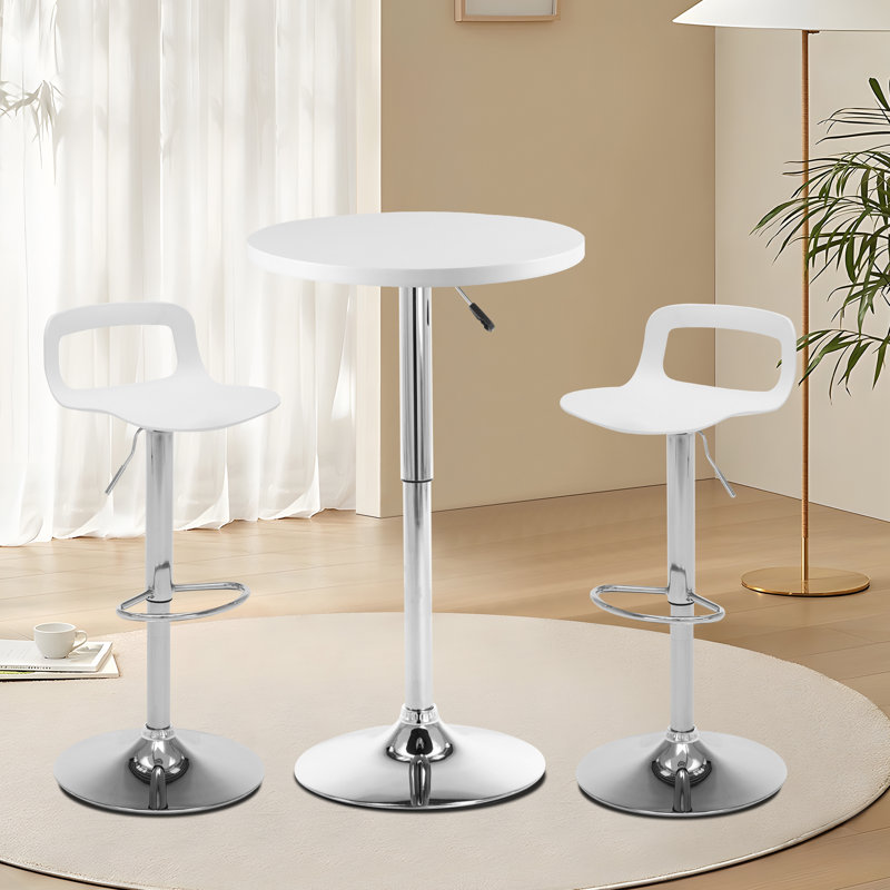 Bushrah Round Metal Base Dining Table, White, Silver