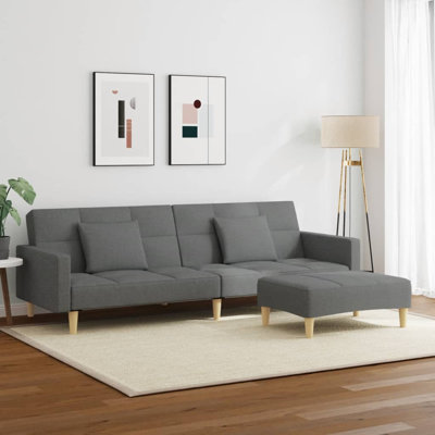  Sofa Bed Dark Grey Polyester Fabric 2-Seater