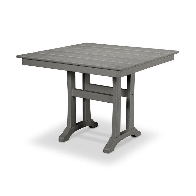 Table de salle à manger à tréteaux Farmhouse, l 37,5 po x L 37,63 po x H 29 po, Dalle de pierre