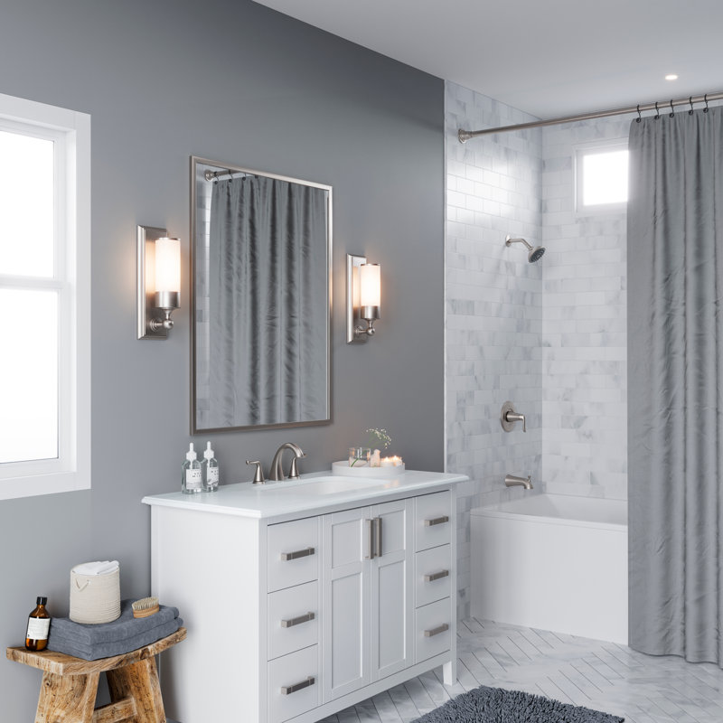 Willa Widespread Bathroom Faucet with Drain Assembly, Spot Defense Brushed Nickel