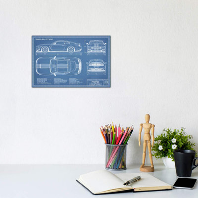 Shelby GT350 (2015-2019) Blueprint by Action Blueprints - Wrapped Canvas Print