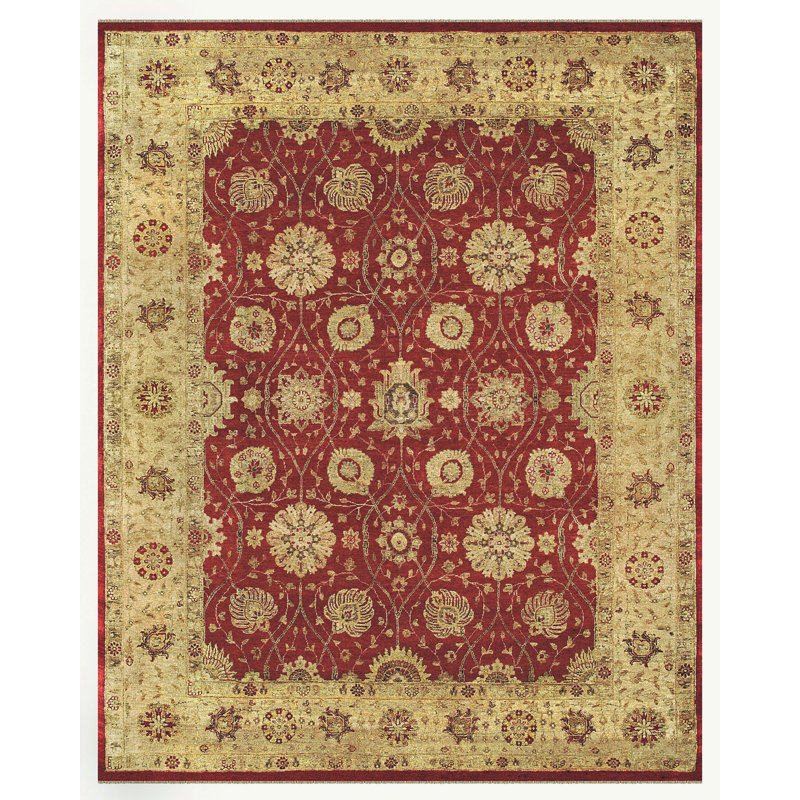 Drake Wool Oriental Area Rug in Red/Gold, Rectangle 7'9" x 9'9"