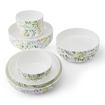 Service de vaisselle 9 pièces en porcelaine tendre Tivoli Garden, service pour 3
