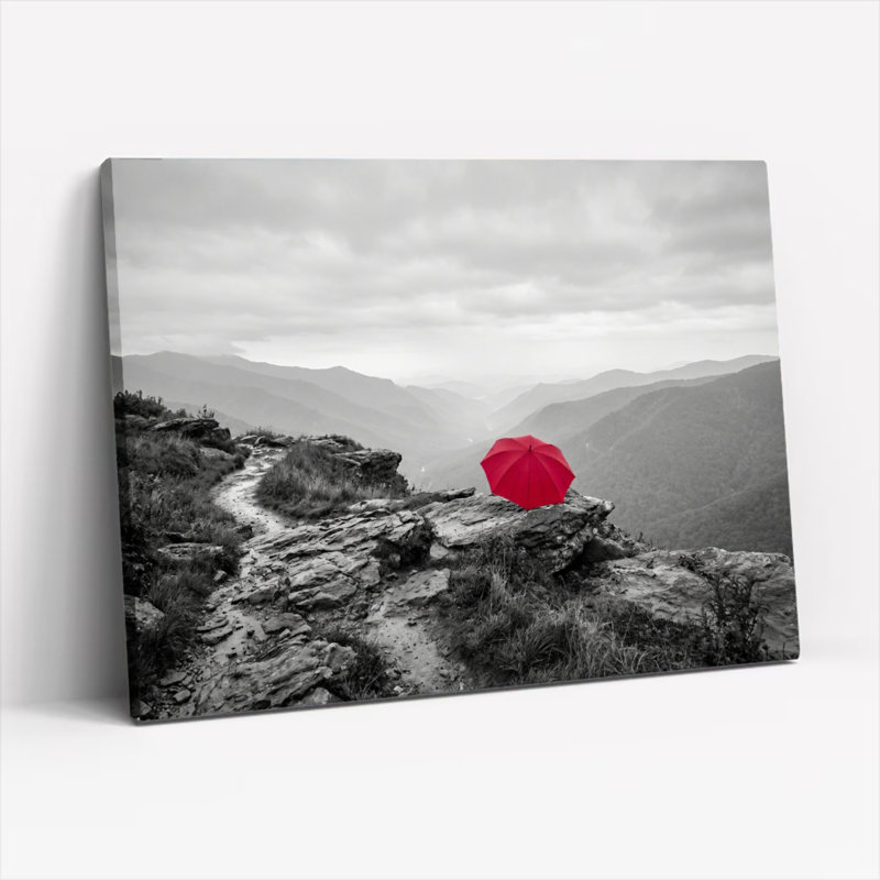 Ensemble de 1 tableau sur toile « Parapluie rouge », 36"H x 48"W, Wrapped Canvas