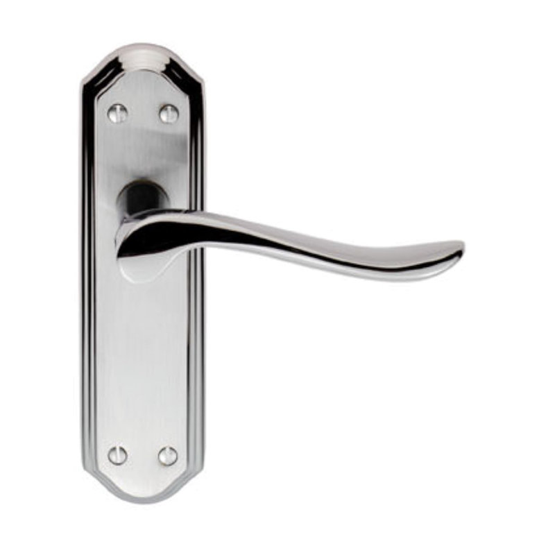 Lytham Latch Door Handle, Polished Chrome/Satin Chrome